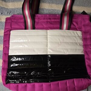 Think Royln stylish Pink, White, and Black Tote Bag